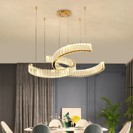 Lustre postmoderne en acier inoxydable et cristal — LZ4X9T1