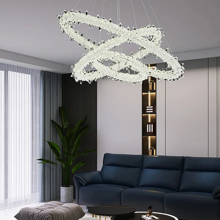 Lustre suspendu en cristal à motifs fleurs de glace élégant — LZ4XJ9