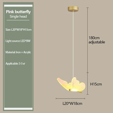 Lustre suspension LED design papillon transparent nordique — LZ4X9M