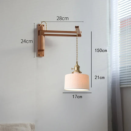 Applique murale LED télescopique style rétro japonais en laiton et verre — LZ4X9P2