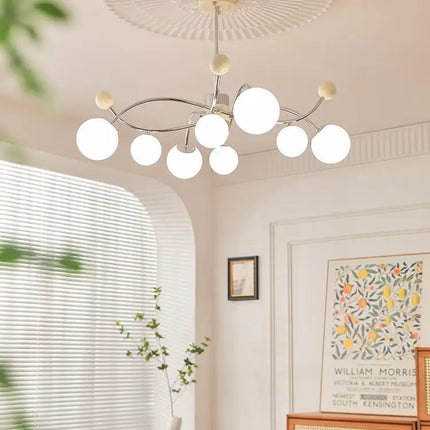 lustre à led en verre et fer pour décoration intérieure