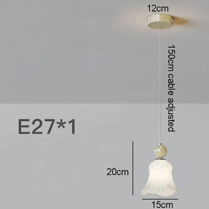 Suspension en verre à fleurs blanches givrées avec cordon pour protection des yeux — LZ4X9M