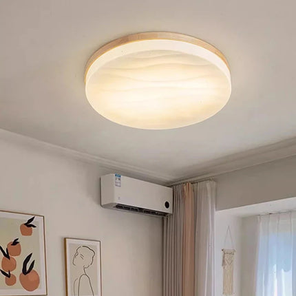 Plafonnier LED rond en bois style nordique décoratif intérieur — LZ7D9X