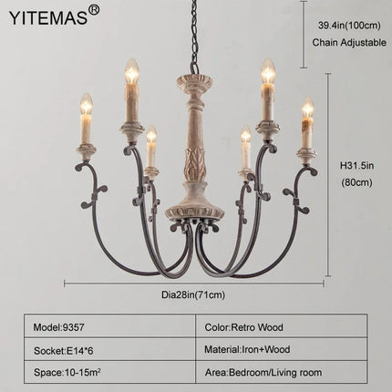Lustre rétro en bois pour décoration intérieure élégante — LZ4X9P2
