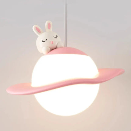 Lustre enfant en forme de lapin, ours et lune pour chambre — LZ4X9T