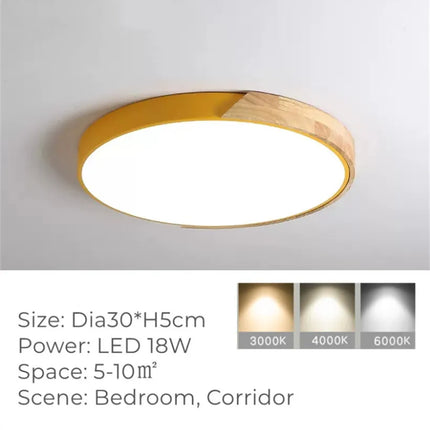 Plafonnier LED rond ultra-fin effet grain de bois — LZ4X9P2Q