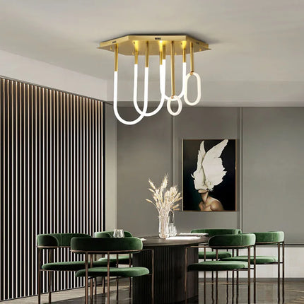 Lustre LED dimmable style nordique minimaliste à lignes modernes — LZ4X9P