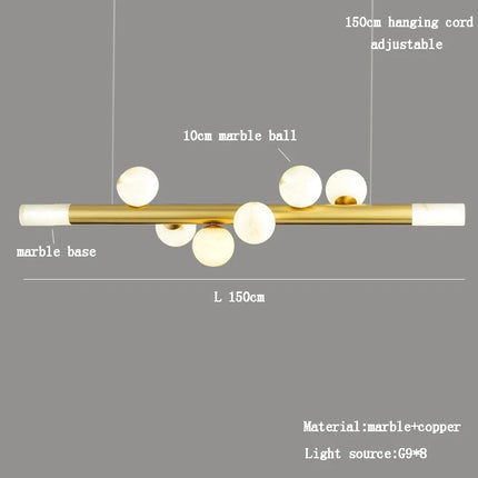 Lustre suspension boule en marbre véritable style post-moderne — LZ4X9T2
