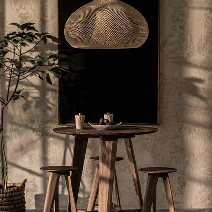 Suspension en rotin tressé style japonais pour restaurant silencieux — LZ4X9P2Q