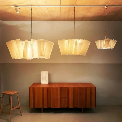 Suspension plissée en lin fait main style vintage Wabi Sabi — LZ4X9T