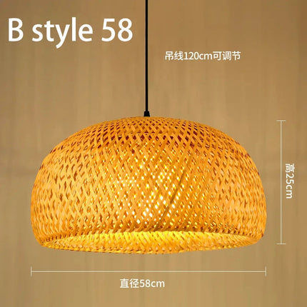 Lustre suspension style chinois fait main en bambou tressé vintage — LZ4Q9X