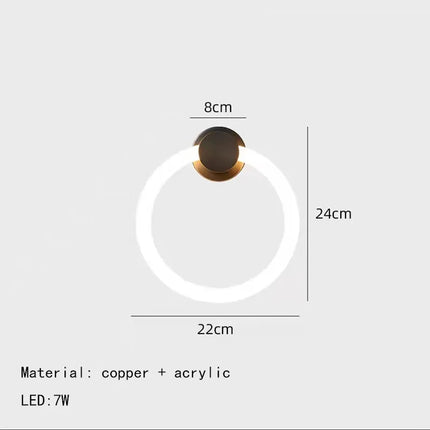 Applique murale LED moderne en laiton avec anneau acrylique et 3 couleurs dimmables — LZ4X9T