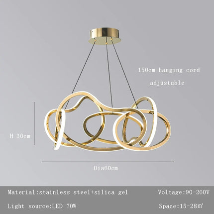 Plafonnier LED suspendu en silicone doré au design moderne et créatif — LZ4X9P2