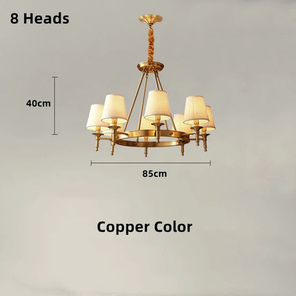 lustre classique américain en fer forgé avec abat-jour tissu
