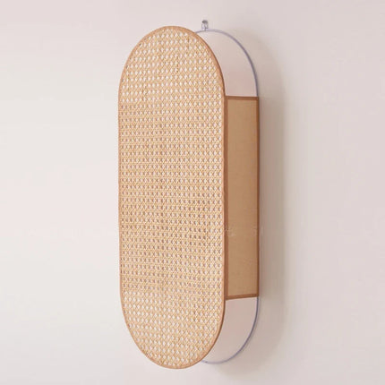 Applique murale vintage en rotin tissé main style wabi sabi — LZ4X9M