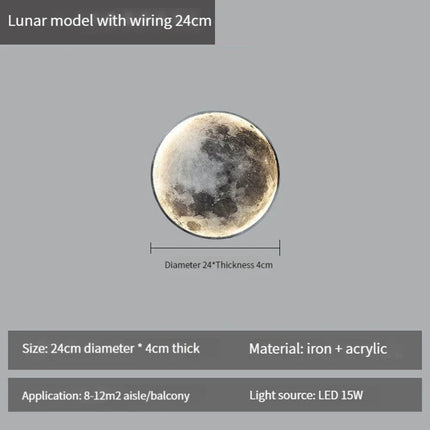 applique murale lune moderne avec intensité variable et télécommande led