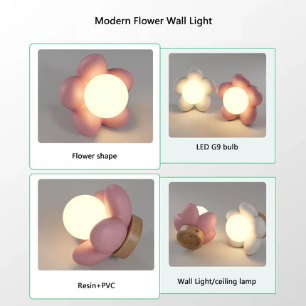 Applique murale fleur en résine blanche et rose pour chambre enfant — LZ4P9X2