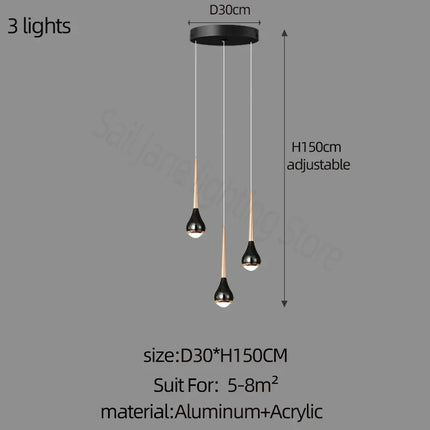 Lustre suspension long nordique creux pour loft, hôtel, appartement — LZ4M9Q2