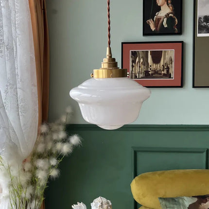 Suspension LED en verre blanc laiteux élégant — LZ4P9XQ