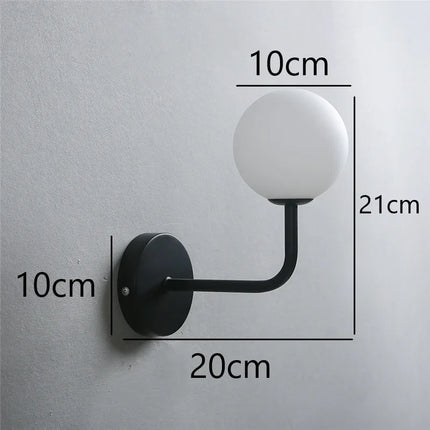 Applique murale nordique en métal avec globe en verre courbé — LZ4XJ9