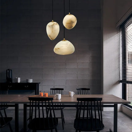 Suspension LED géométrique en marbre à intensité variable — LZ7FQ2