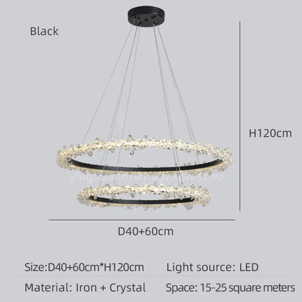 Lustre en cristal de luxe avec anneau doré lumineux et élégant — LZ4X9P