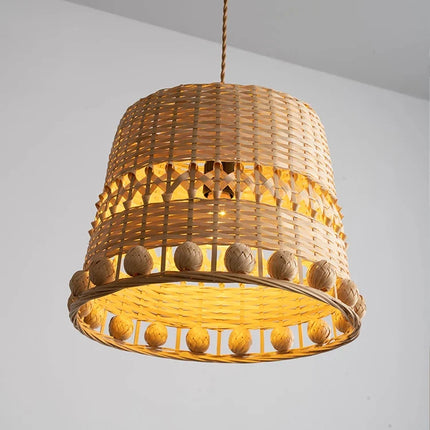 suspension en bambou et rotin style vintage nordique rustique