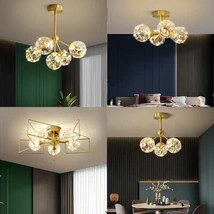 Lustre suspension minimaliste en cuivre avec LED étoile — LZ4X9T