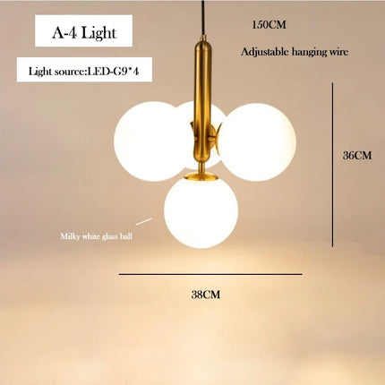 Lustre suspension en verre laiteux style nordique pour intérieur — LZ4D9X2