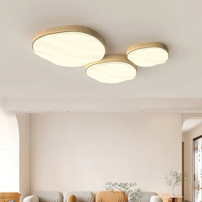 Plafonnier LED style bois naturel spectre complet lumière chaude nuage — LZ4X9QJ