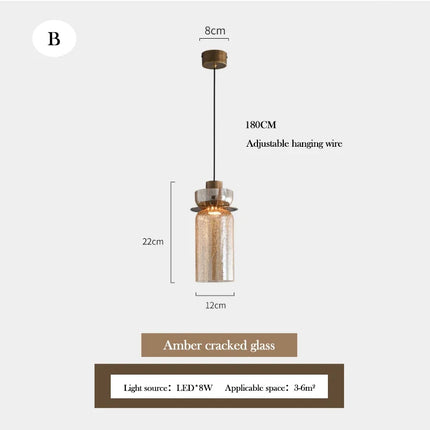 Lustre en verre craquelé au design rétro minimaliste pour intérieur moderne — LZ4D7XQ