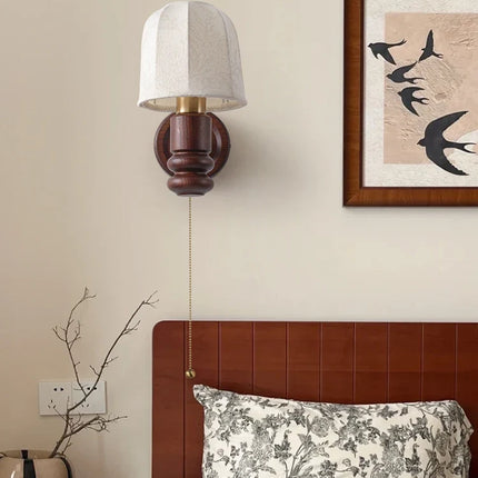 Applique murale en bois avec prise et éclairage rétro décoratif — LZ4X9T