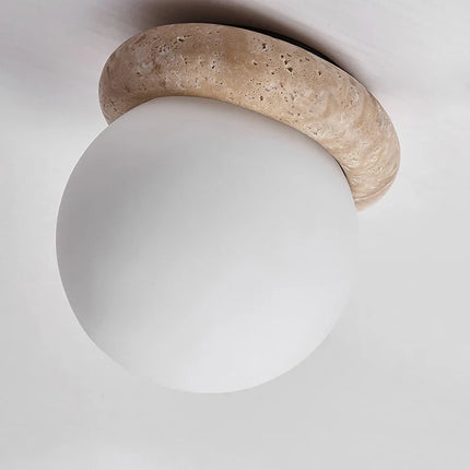 Plafonnier LED style wabi sabi en travertin, déco industrielle japonaise — LZ4X9P