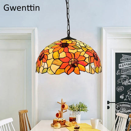 Suspension en verre teinté style Tiffany pour décoration moderne — LZ4X9M