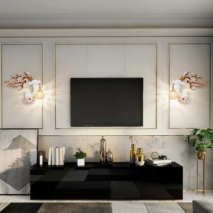 Applique murale moderne en résine motif cerf style chinois — LZ4P9XQ