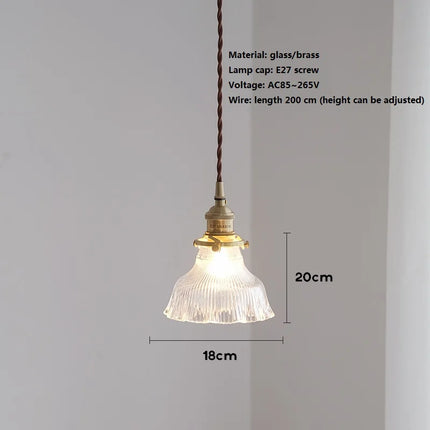 Suspension vintage en laiton avec verre japonais pour éclairage intérieur — LZ4X9M