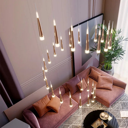 Lustre LED minimaliste moderne pour escalier de duplex ou loft — LZ4X9P2