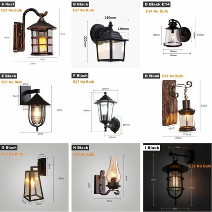 Applique murale LED rustique en fer vintage pour intérieur et extérieur — LZ4X9P2