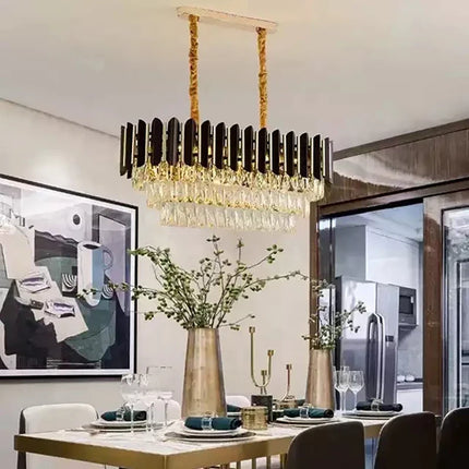 Lustre LED moderne de luxe en cristal, forme ronde ou allongée — LZ4P7X