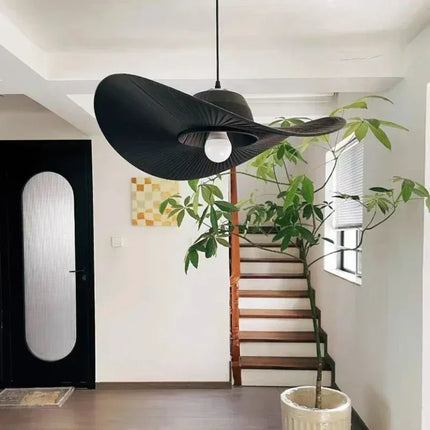 Lustre suspension en chapeau de paille style nordique pour intérieur — LZ4X9T