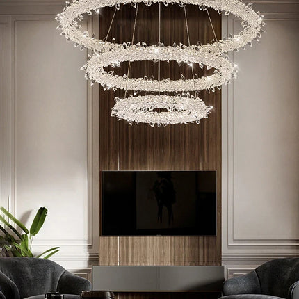 Lustre suspendu en cristal à motifs fleurs de glace élégant — LZ4XJ9