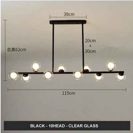 Lustre design boules de verre horizontales
