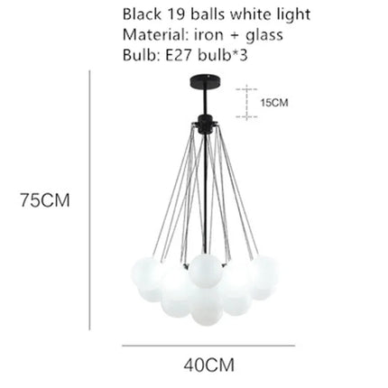 Lustre moderne en métal avec globe en verre et bulles décoratives — LZ4QJ7M