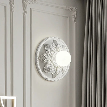 Applique murale ronde haut de gamme en verre blanc rétro — LZ4X9T