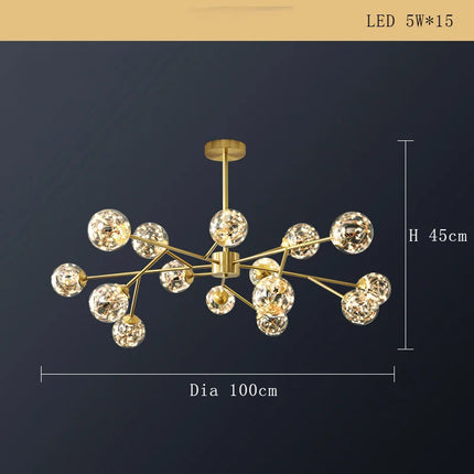 Lustre minimaliste en cuivre avec abat-jour étoile LED — LZ4X9T2