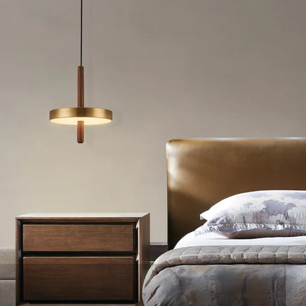 Lustre nordique réglable en bois et métal doré pour intérieur — LZ4X9T