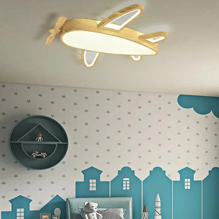 Plafonnier avion en bois et fer pour chambre enfant — LZ4N7Q2