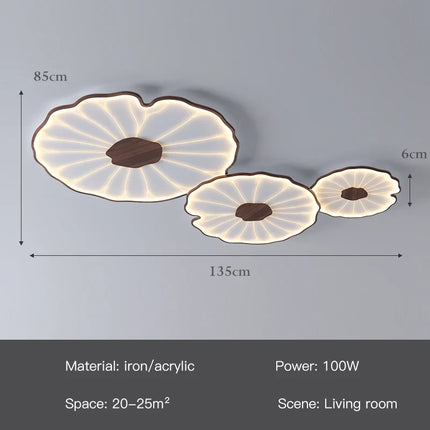 Plafonnier LED moderne en métal design feuille de lotus pour salon et chambre — LZ4X9P2