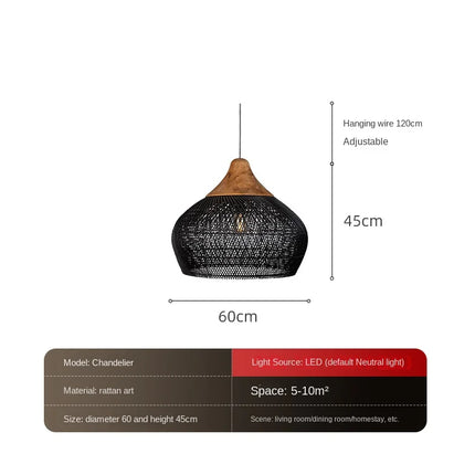 Suspension en rotin tressé style japonais pour restaurant silencieux — LZ4X9P2Q
