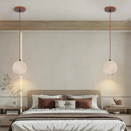 Suspension vintage en pierre naturelle avec abat-jour en forme de cloche — LZ4X9P